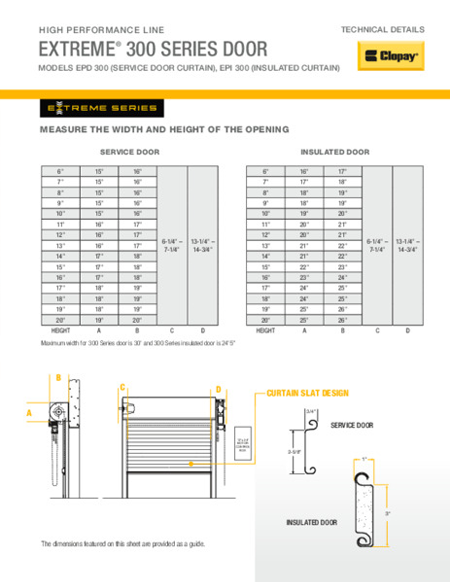 Extreme® 300 High Performance Door Technical Details Sheet