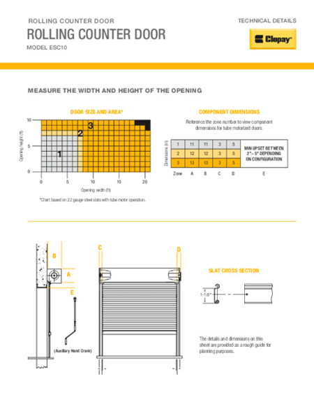 Rolling Counter Door Technical Details Sheet