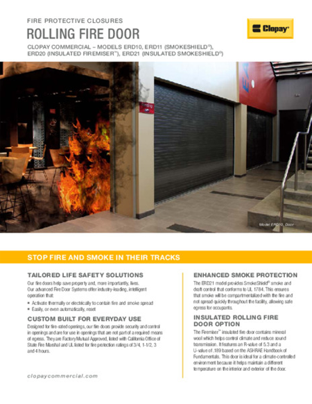 Rolling Fire Door Feature Sheet