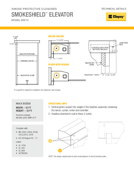 SmokeShield® Elevator Smoke Curtain Technical Details Sheet